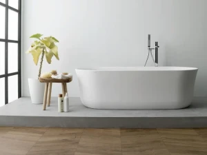 Овальная ванна в центре комнаты в Krion® Porcelanosa ARC