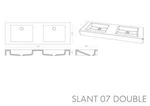 Бетонная двойная подвесная раковина Gravelli SLANT 07 DOUBLE